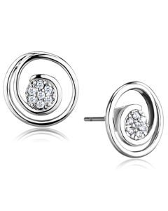 JCE638 Rhodium Brass Earrings with AAA Grade CZ in Clear