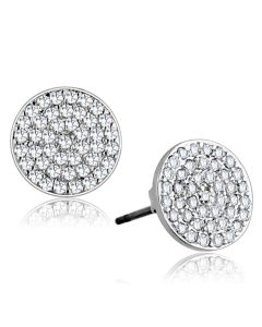 JCE693 Rhodium Brass Earrings with AAA Grade CZ in Clear