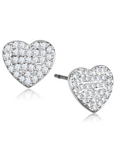 JCE695 Rhodium Brass Earrings with AAA Grade CZ in Clear