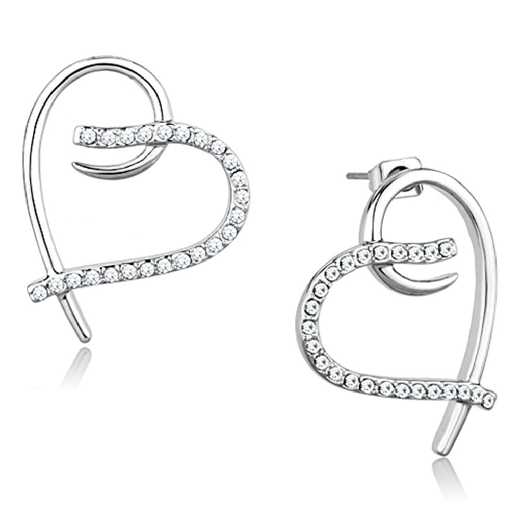 JCE708 Rhodium Brass Earrings with AAA Grade CZ in Clear