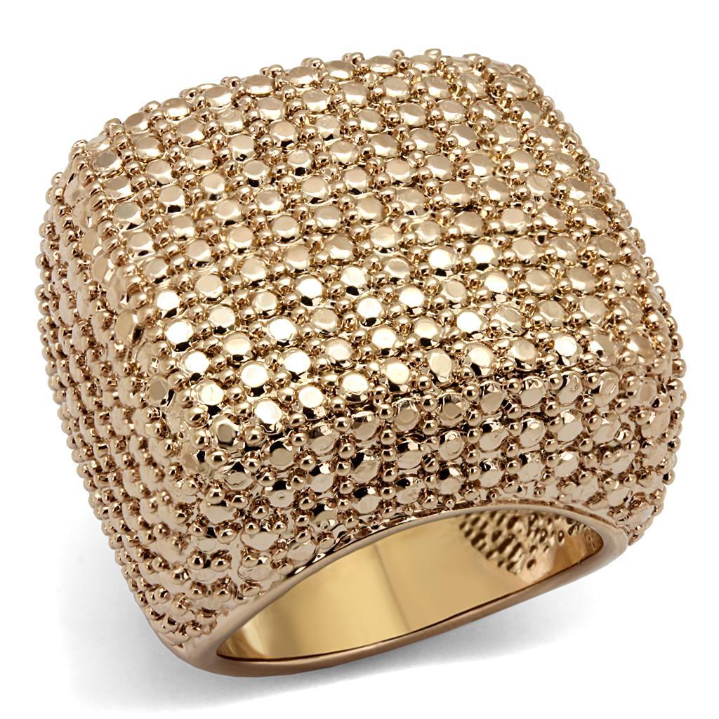 JCE934 IP Rose Gold(Ion Plating) Brass Ring with AAA Grade CZ  in Metallic Light Gold