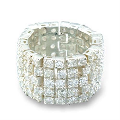 JCE003 High-Polished 925 Sterling Silver Ring with AAA Grade CZ  in Clear
