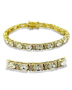 JCE5502 Gold Brass Bracelet with AAA Grade CZ in Clear