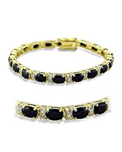 JCE5503 Gold Brass Bracelet with AAA Grade CZ in Jet