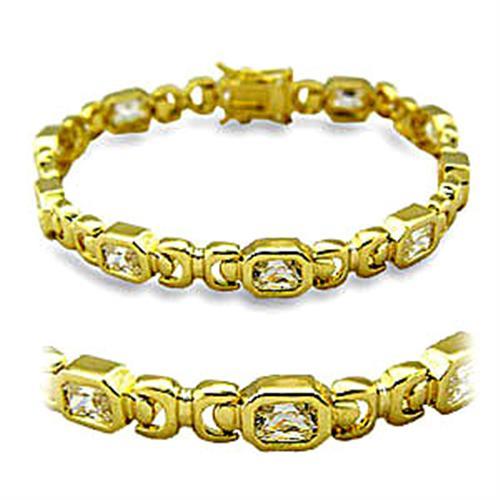 JCE5601 Gold Brass Bracelet with AAA Grade CZ in Clear