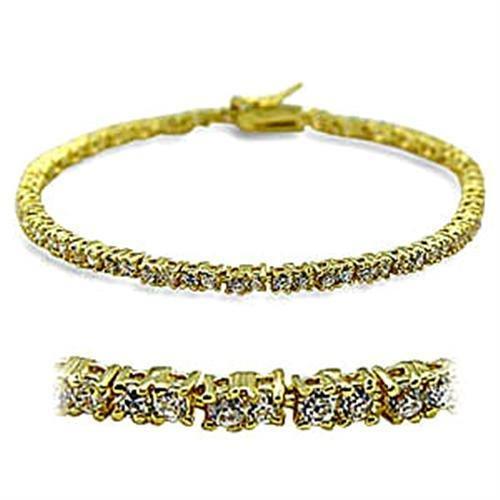 JCE5802 Gold Brass Bracelet with AAA Grade CZ in Clear