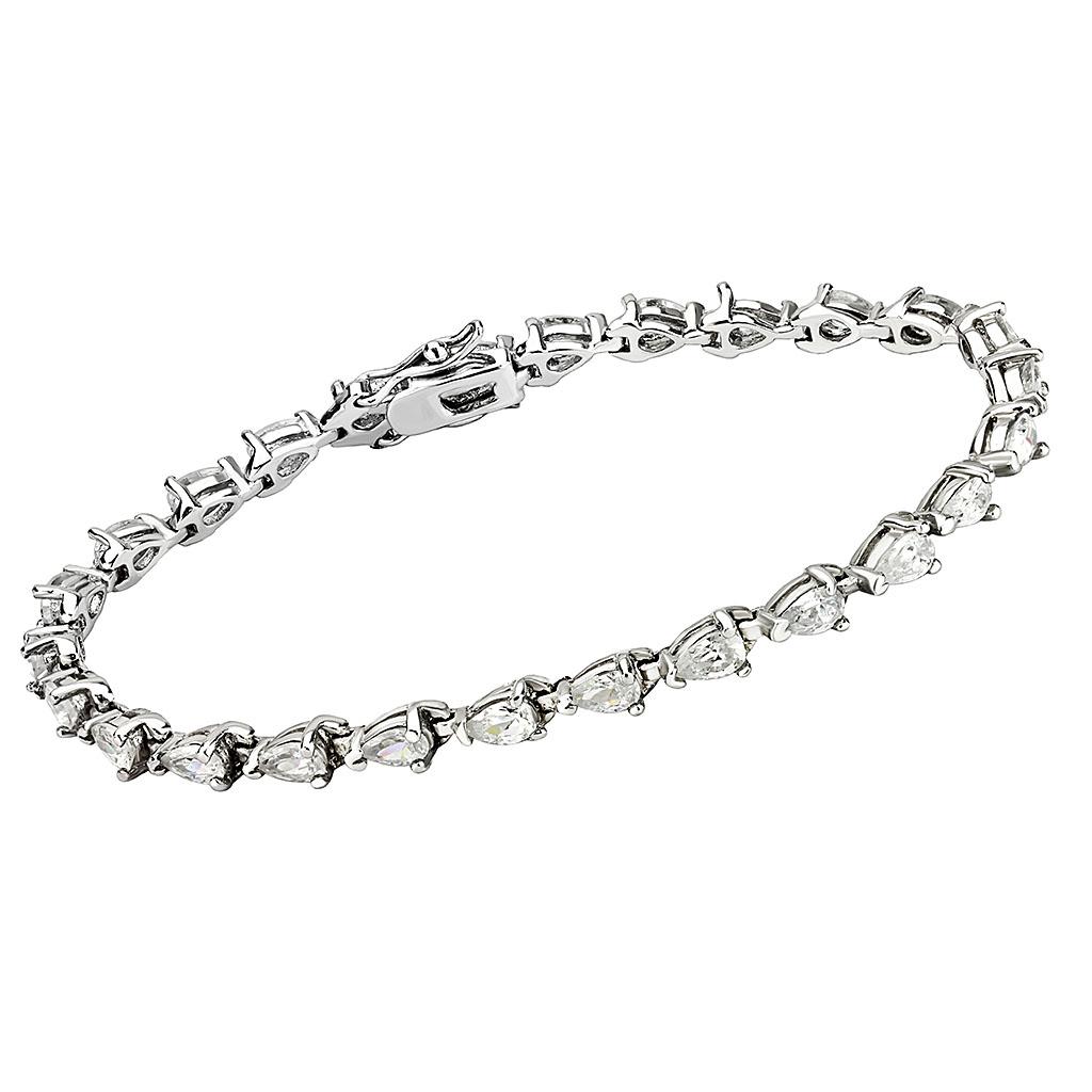JCE5803 Rhodium Brass Bracelet with AAA Grade CZ in Clear