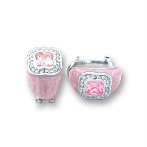 JCE804 High-Polished 925 Sterling Silver Earrings with AAA Grade CZ in Rose-PCS