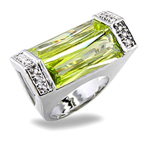 JCE006 Rhodium Brass Ring with Synthetic Spinel in Peridot