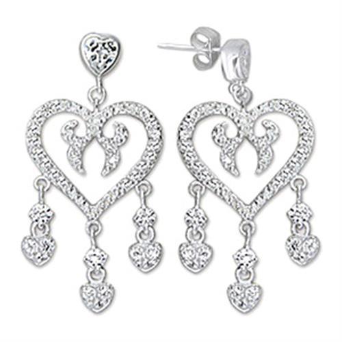 JCE278 High-Polished 925 Sterling Silver Earrings with AAA Grade CZ in Clear-Default Title