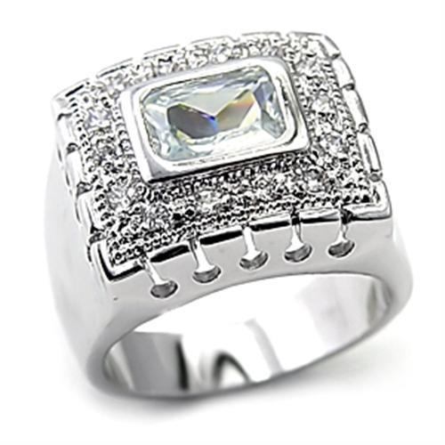 JCE2218 Rhodium 925 Sterling Silver Ring with AAA Grade CZ  in Clear