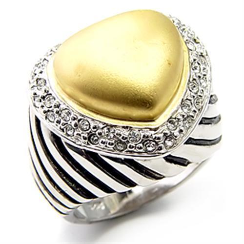 JCE246 Matte Gold & Rhodium 925 Sterling Silver Ring with AAA Grade CZ  in Clear
