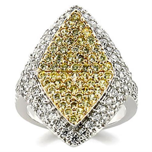 JCE153 Reverse Two-Tone Brass Ring with AAA Grade CZ  in Clear