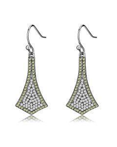 JCE174 High polished (no plating) Stainless Steel Earrings with AAA Grade CZ in Topaz