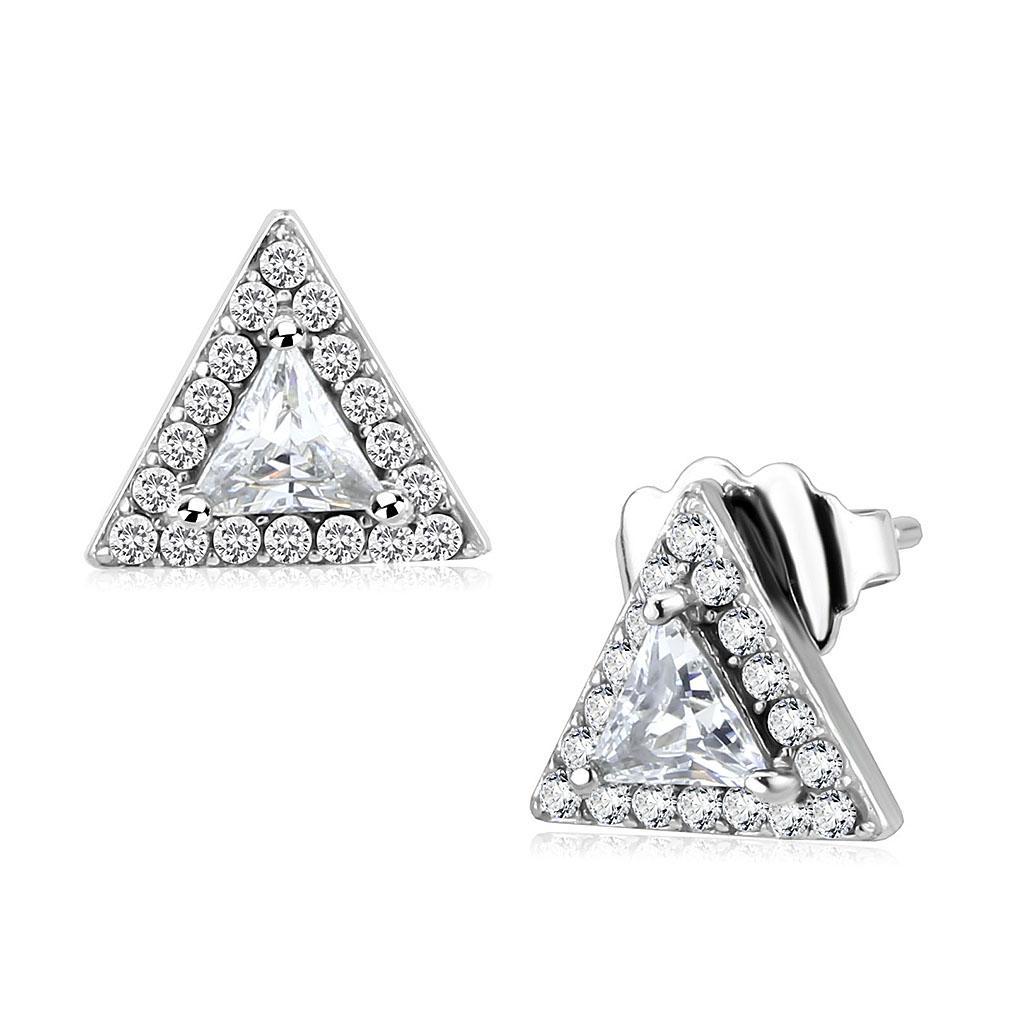 JCE327 No Plating Stainless Steel Earrings with AAA Grade CZ in Clear