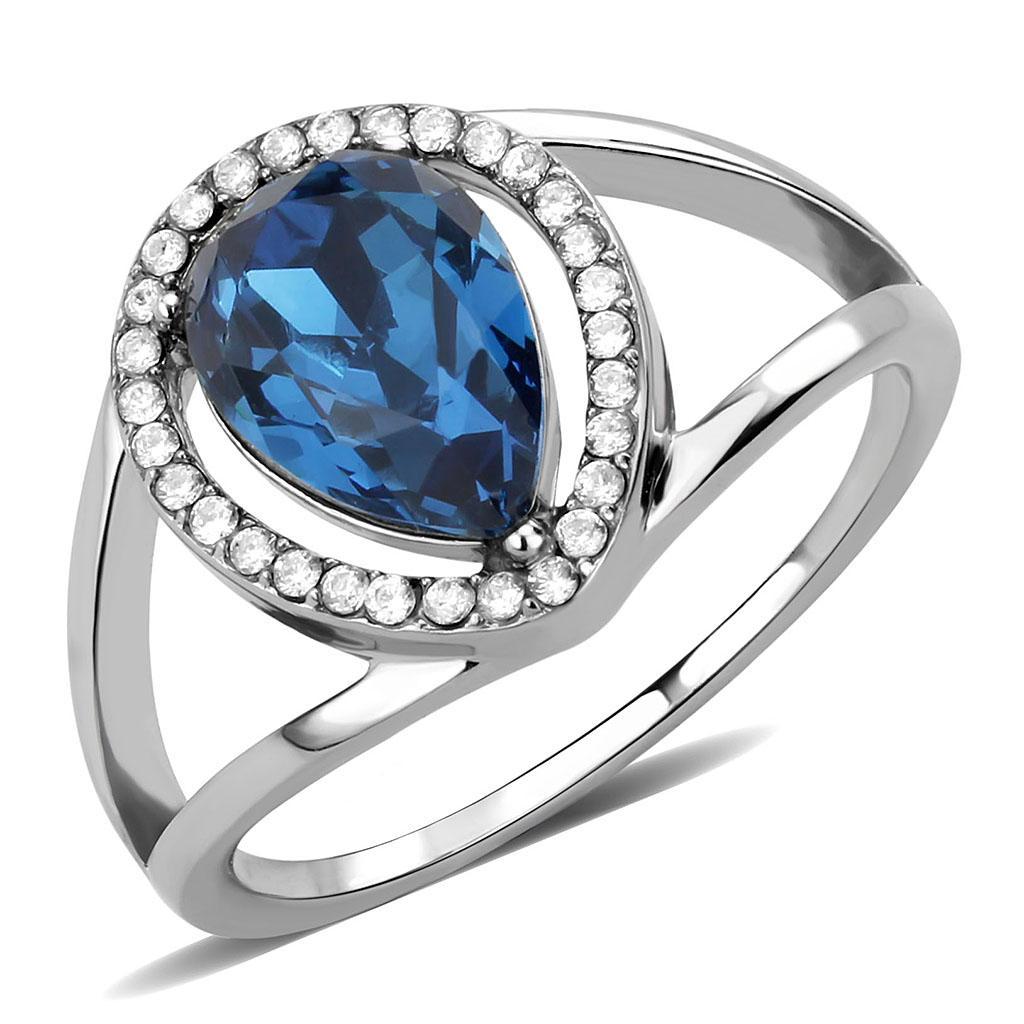 JCE349 High polished (no plating) Stainless Steel Ring with Top Grade Crystal  in Montana