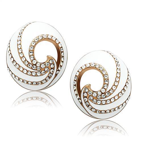 JCE165 IP Rose Gold(Ion Plating) Brass Earrings with Top Grade Crystal in Clear