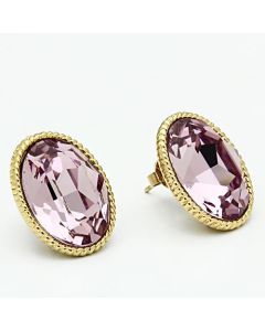 JCE258 IP Gold(Ion Plating) Brass Earrings with Top Grade Crystal in Light Amethyst