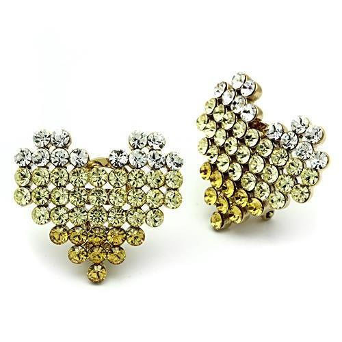 JCE333 IP Gold(Ion Plating) Brass Earrings with Top Grade Crystal in Multi Color
