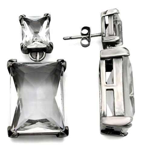 JCE1139 Antique Silver Brass Earrings with AAA Grade CZ in Clear-Default Title