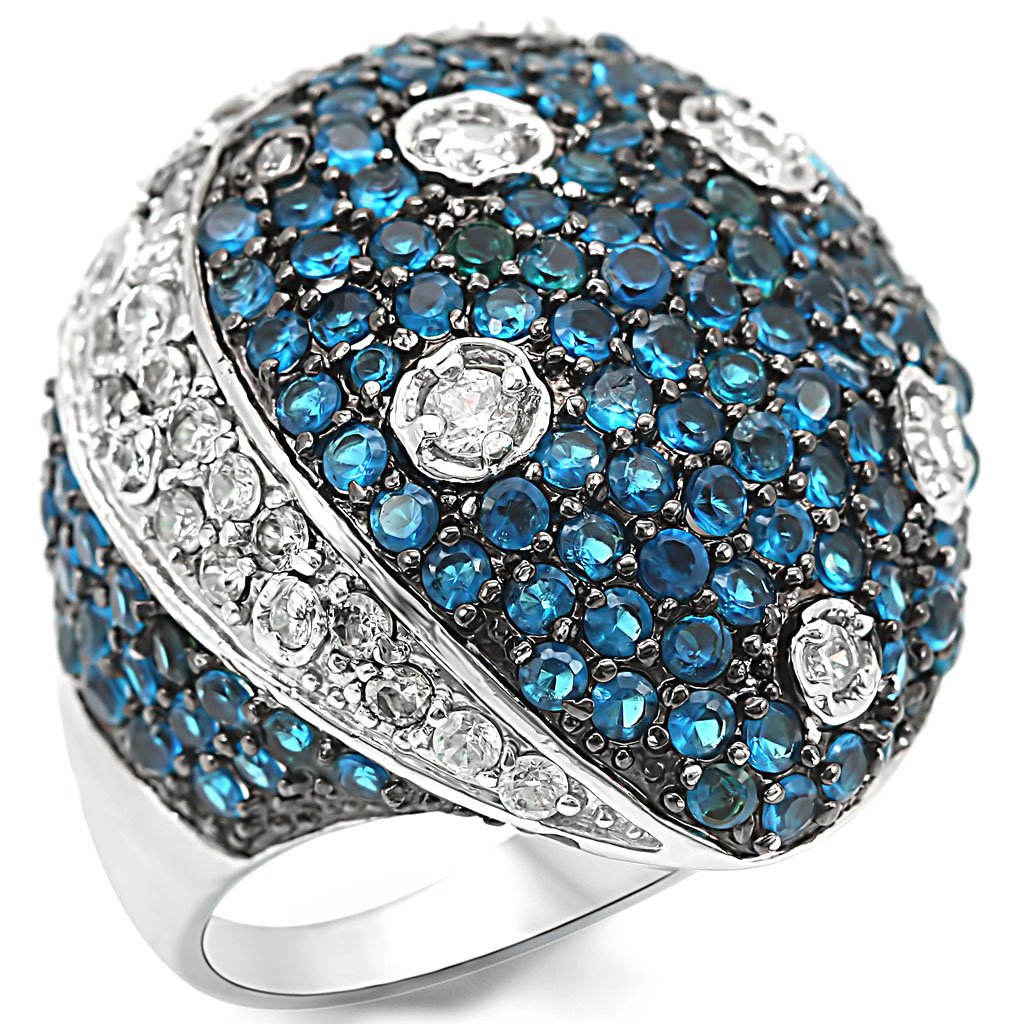 JCE1341 Rhodium + Ruthenium Brass Ring with Synthetic Spinel in Montana