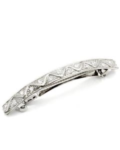 JCE1425 Rhodium White Metal Tiaras & Hair Clip with Top Grade Crystal in Clear