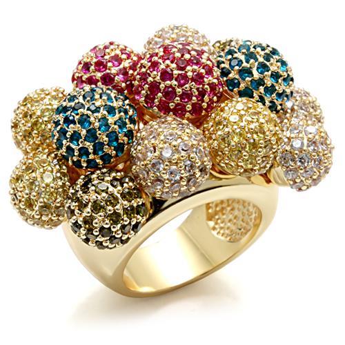 JCE1604 Imitation Gold Brass Ring with AAA Grade CZ  in Multi Color