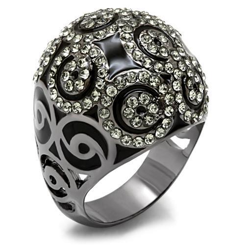 JCE1616 TIN Cobalt Black Brass Ring with Top Grade Crystal  in Black Diamond