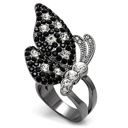 JCE1627 TIN Cobalt Black Brass Ring with Top Grade Crystal  in Multi Color