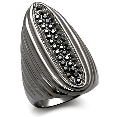 JCE1628 TIN Cobalt Black Brass Ring with Top Grade Crystal  in Jet
