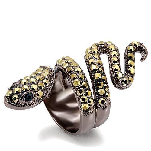 JCE1683 Chocolate Gold Brass Ring with Top Grade Crystal in Multi Color