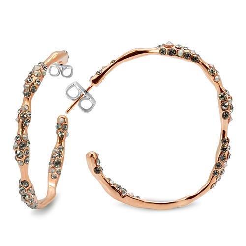 JCE1854 Rose Gold Brass Earrings with Top Grade Crystal in Black Diamond-Default Title