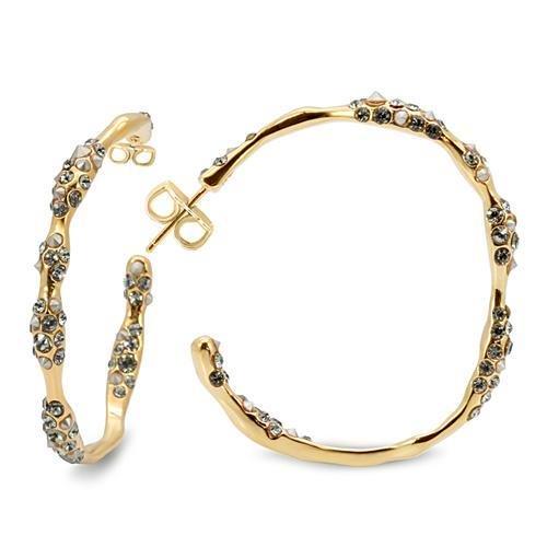 JCE1855 Gold Brass Earrings with Top Grade Crystal in Black Diamond-Default Title