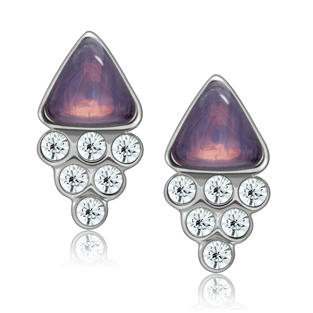 JCE1979 Rhodium White Metal Earrings with Top Grade Crystal in Clear