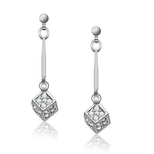 JCE1981 Rhodium White Metal Earrings with Top Grade Crystal in Clear
