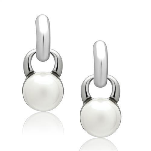 JCE1998 Rhodium White Metal Earrings with Top Grade Crystal in White