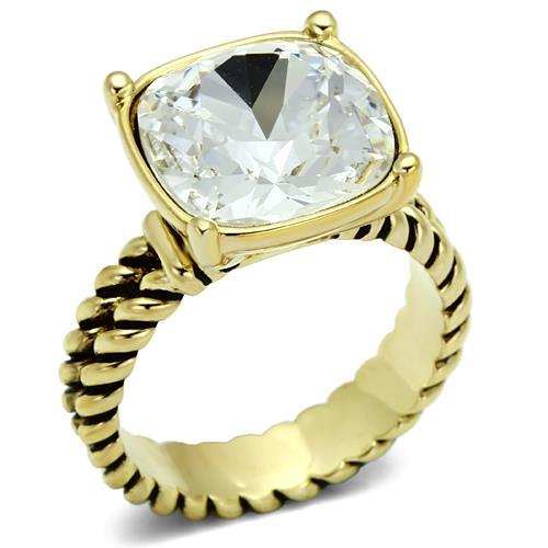 JCE2447 Gold Brass Ring with AAA Grade CZ in Clear
