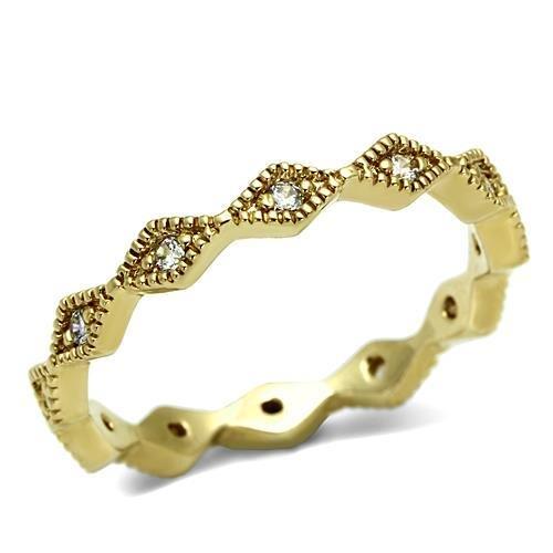 JCE2477 Gold Brass Ring with AAA Grade CZ in Clear