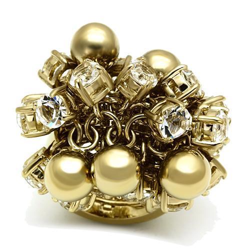 JCE2520 Gold Brass Ring with Top Grade Crystal in Clear