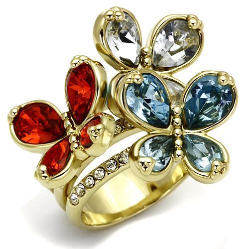 JCE2547 Gold Brass Ring with Assorted in Multi Color