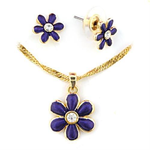 JCE266 Gold White Metal Jewelry Sets with Top Grade Crystal in Clear-Default Title