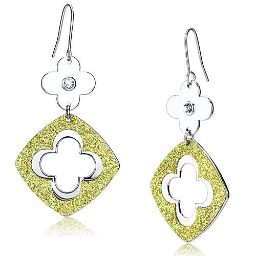 JCE2667 Rhodium Iron Earrings with Top Grade Crystal in Clear