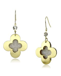 JCE2668 Matte Gold & Gold Iron Earrings with Top Grade Crystal in Clear