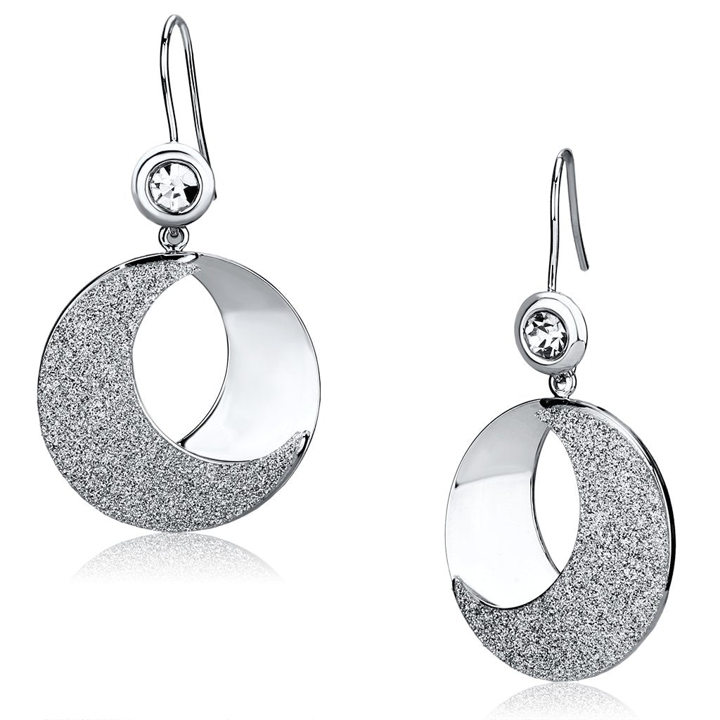 JCE2669 Rhodium Iron Earrings with Top Grade Crystal in Clear