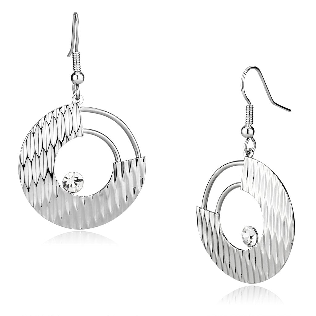 JCE2677 Rhodium Iron Earrings with Top Grade Crystal in Clear