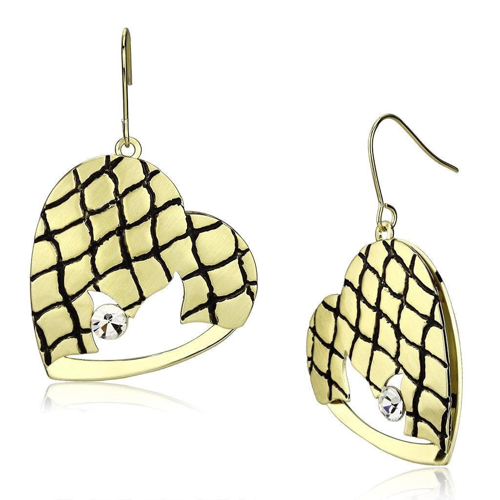 JCE2688 Matte Gold & Gold Iron Earrings with Top Grade Crystal in Clear