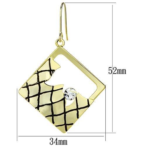 JCE2689 Gold Iron Earrings with Top Grade Crystal in Clear