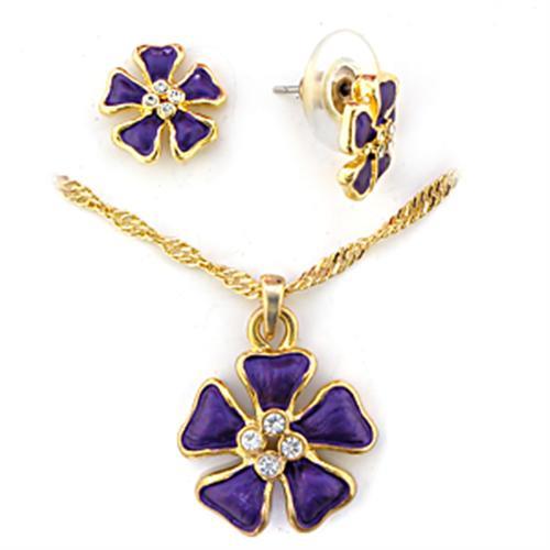 JCE269 Gold White Metal Jewelry Sets with Top Grade Crystal in Clear-Default Title
