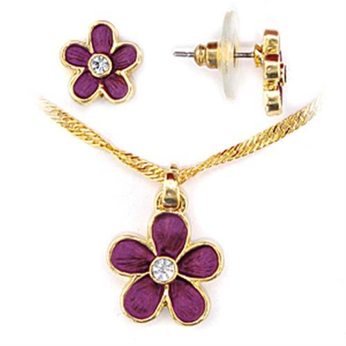 JCE270 Gold White Metal Jewelry Sets with Top Grade Crystal in Clear-Default Title