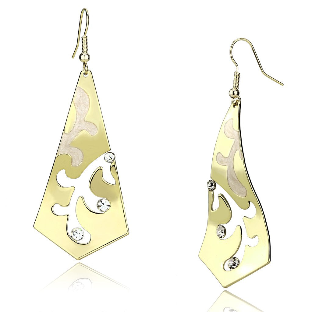 JCE2710 Gold Iron Earrings with Top Grade Crystal in Clear